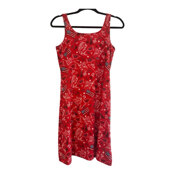 Columbia Dresses & Skirts - Columbia PFG Midway Bay Red Spark Americana Fish Print Omni-Wick Freeze Dress M